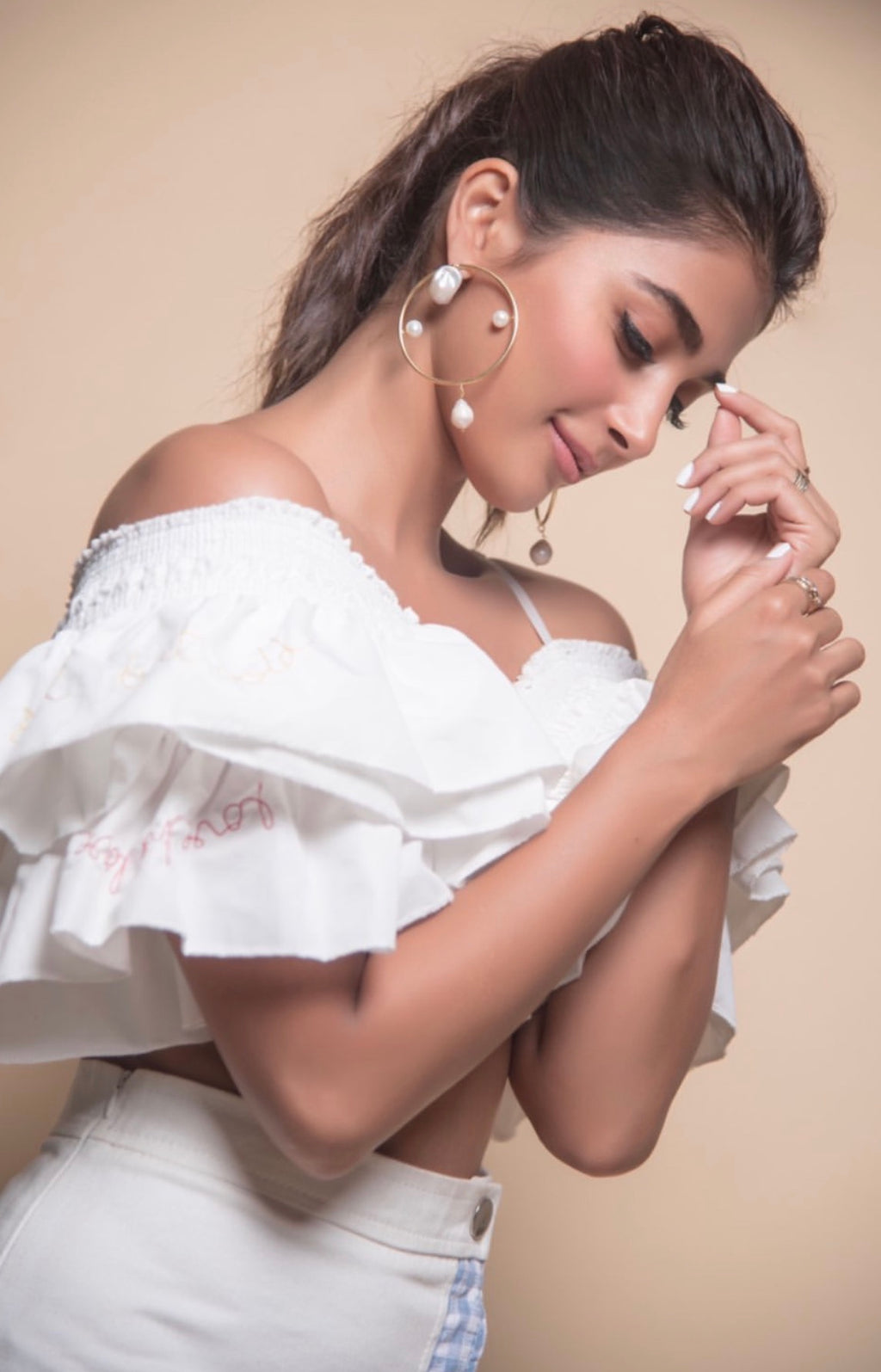 Pooja Hegde - Pearl Moon Hoops