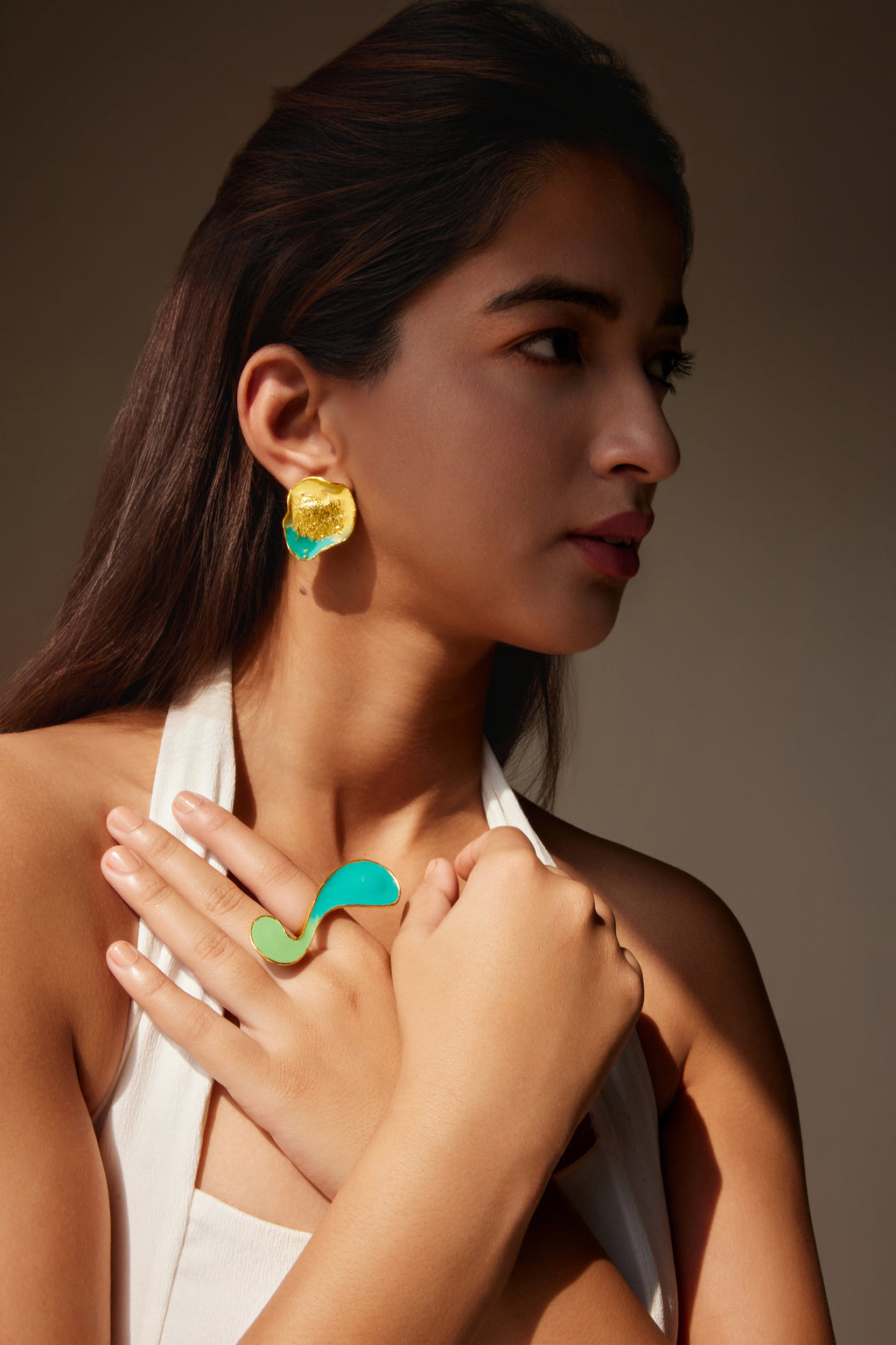 Golden Oasis Studs - Yellow & Turquoise