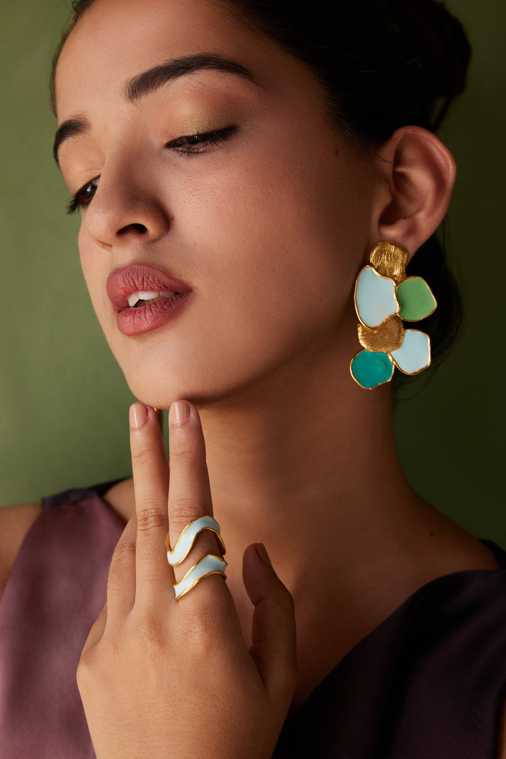 Blue Petal Mosaic Earrings