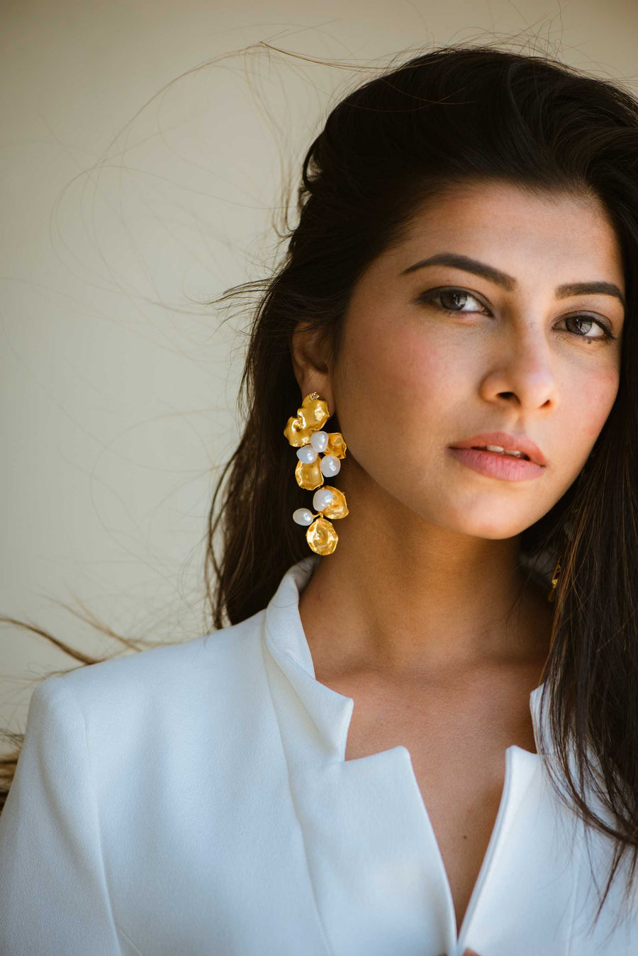 Pearl Leaf Earrings