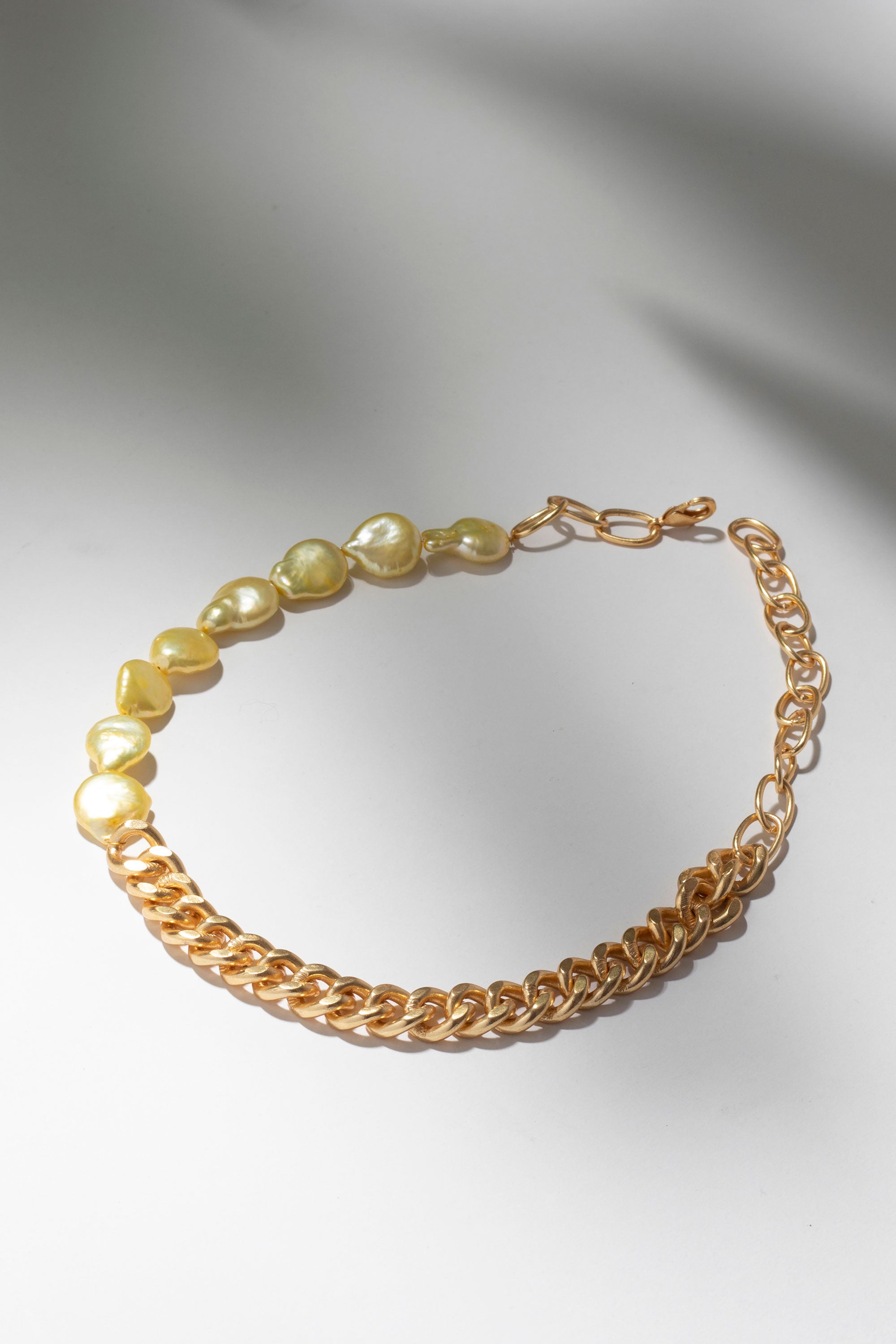 Yellow pearl necklace