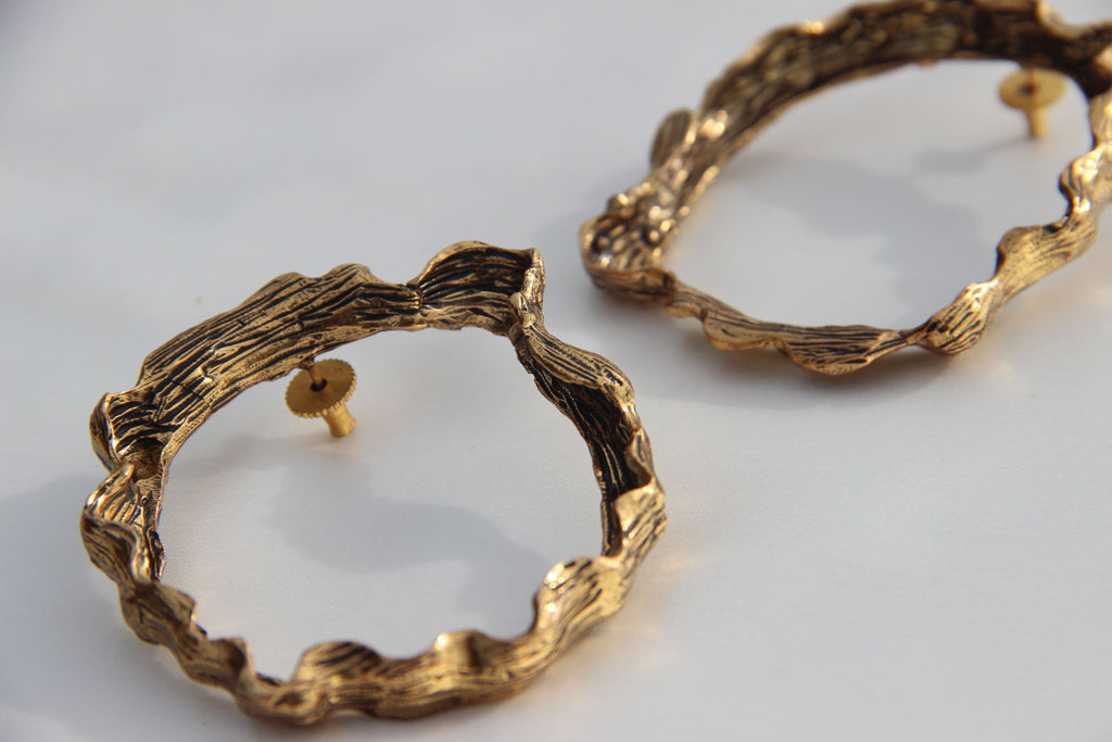 Bark texture classic hoops - oxidised