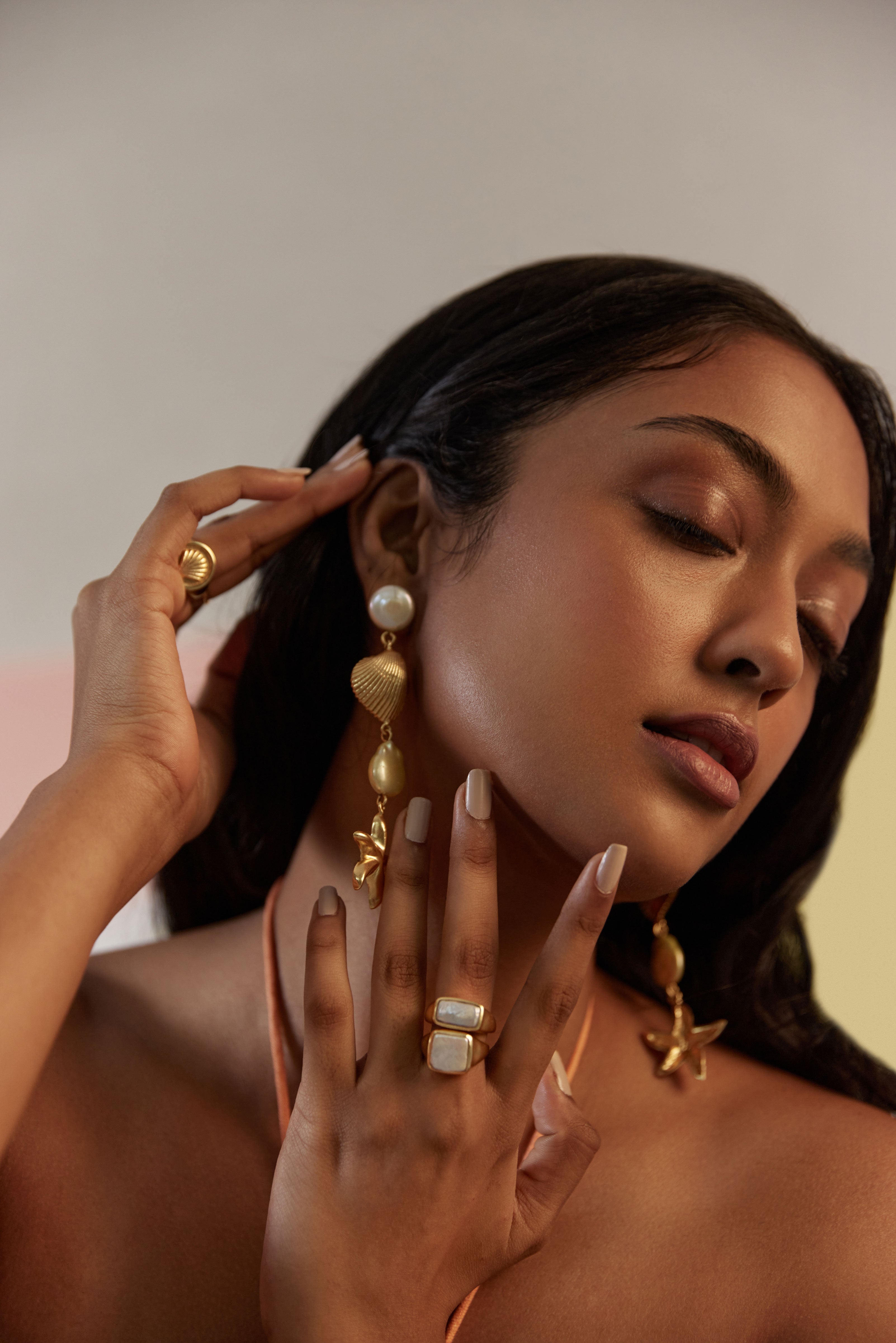 Rectangle pearl ring