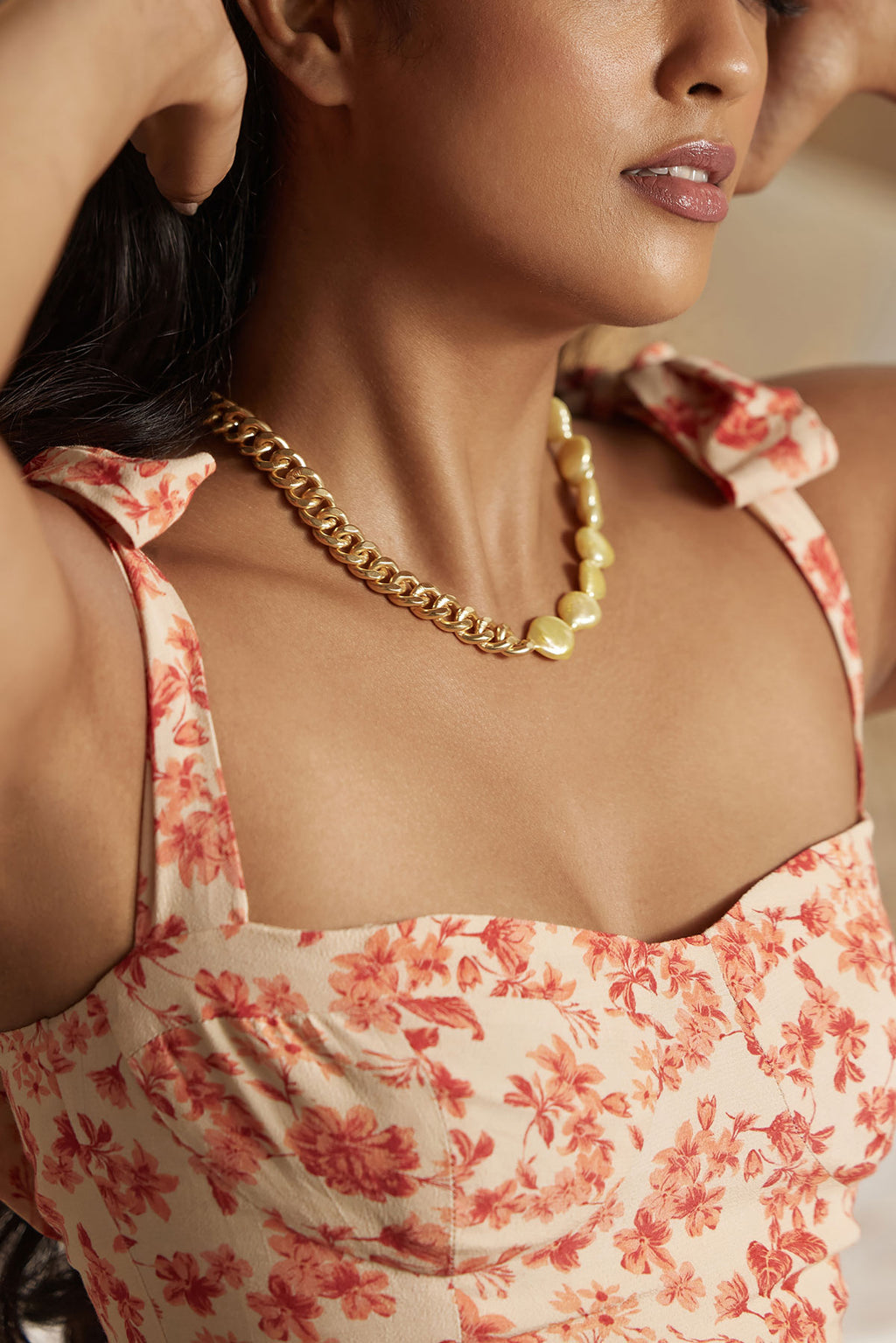 Yellow pearl necklace