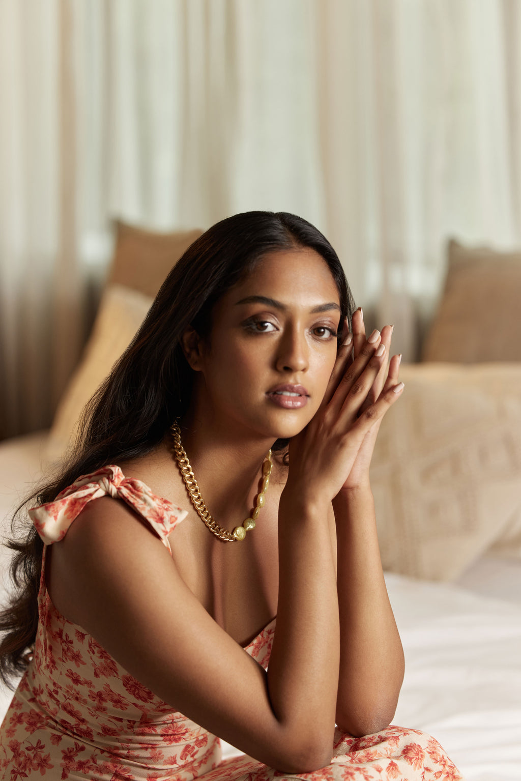 Yellow pearl necklace